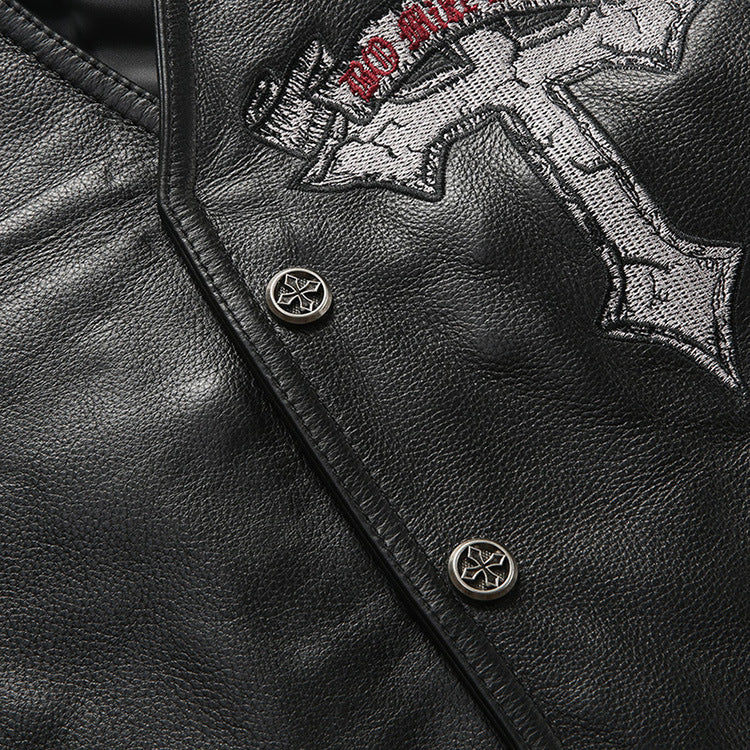 Mens Leather Motorcycle Vest With Laced Up - bikerclubshop
