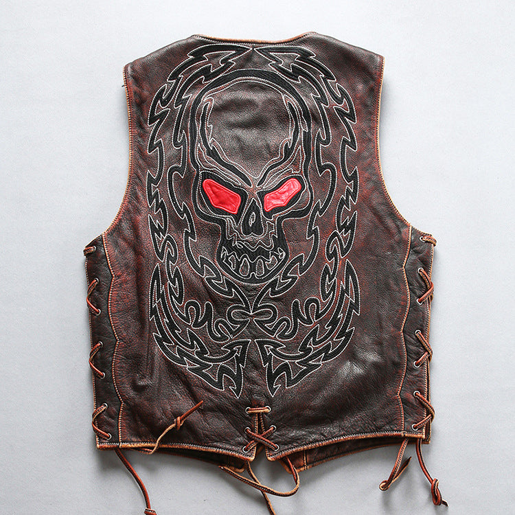 Skeleton Punk Swat Style Leather Vest - bikerclubshop