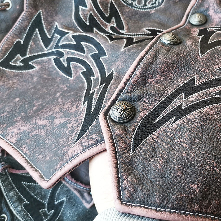 Skeleton Punk Swat Style Leather Vest - bikerclubshop