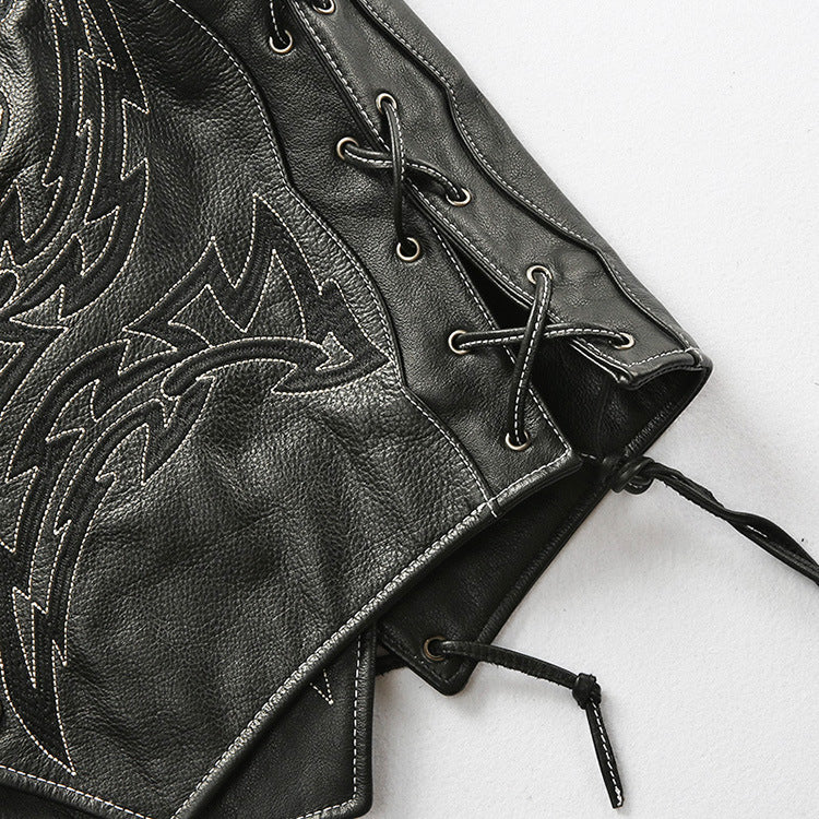 Skeleton Punk Swat Style Leather Vest - bikerclubshop