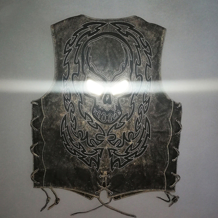 Skeleton Punk Swat Style Leather Vest - bikerclubshop