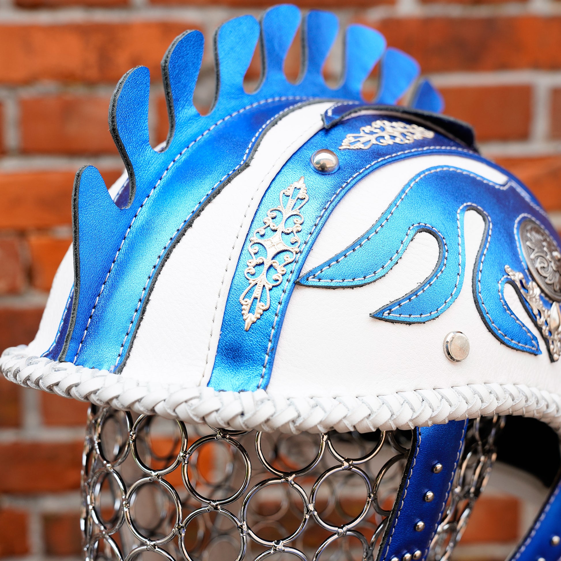 Custom-Decorative-Harley-HalfHelmet-Cowhide