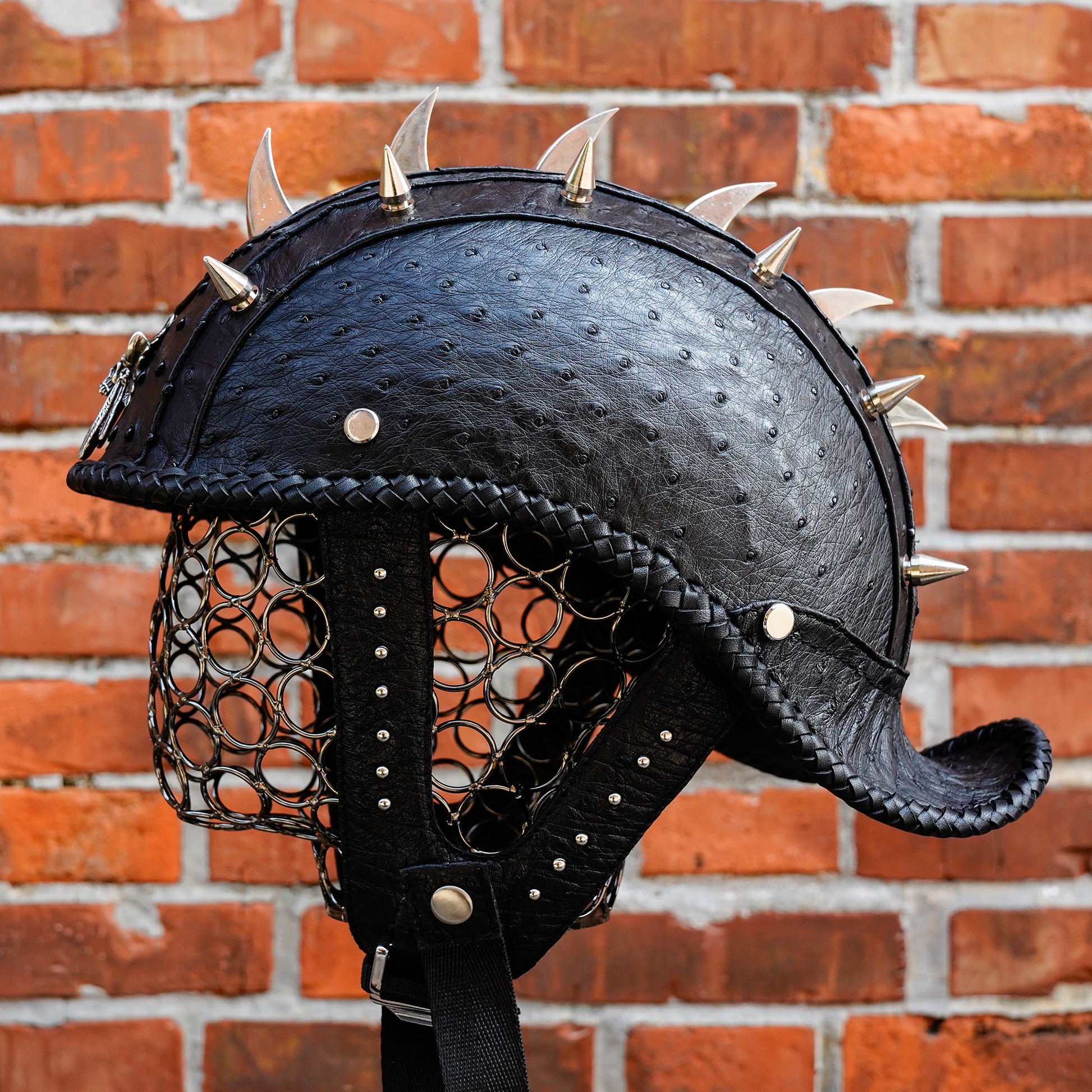 Custom Handmade Decorative Half Helmet-artificial breeding ostrich lea – MotorcycleClubStore
