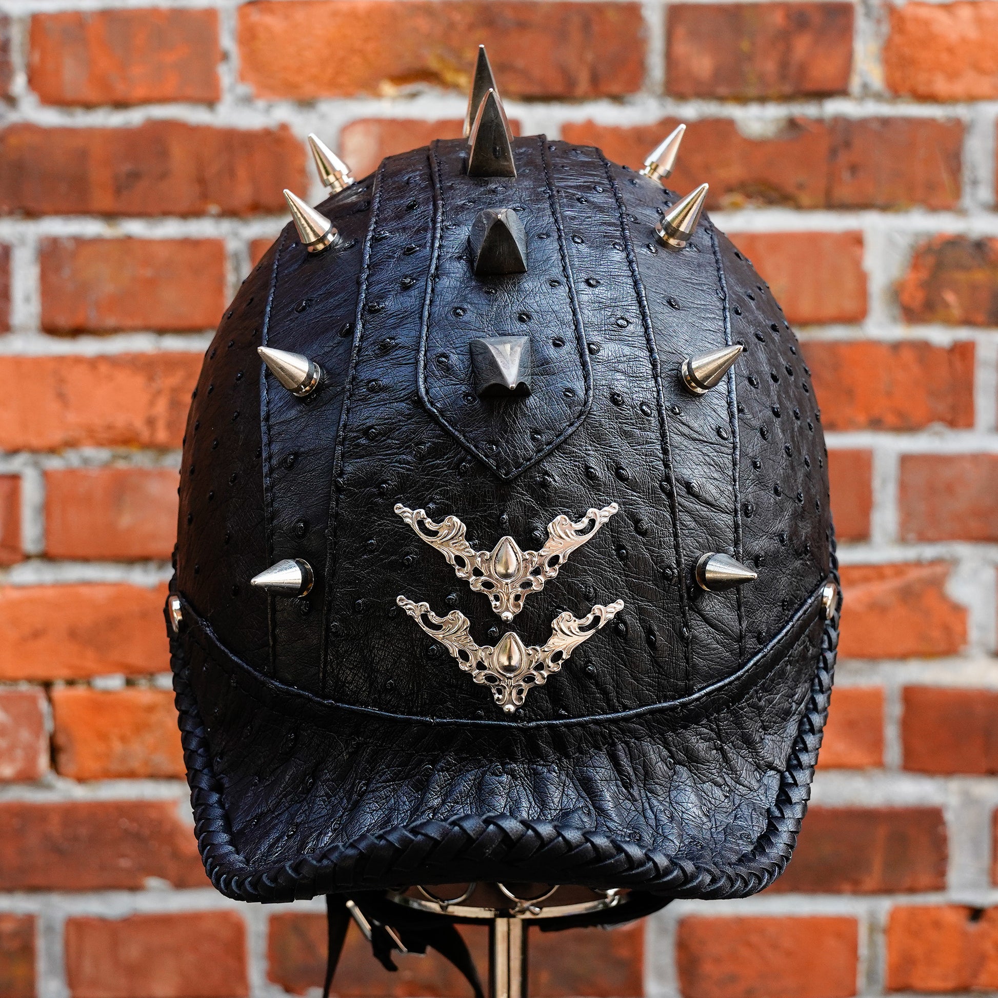 Custom-Decorative-HalfHelmet-Ostrich-Leather