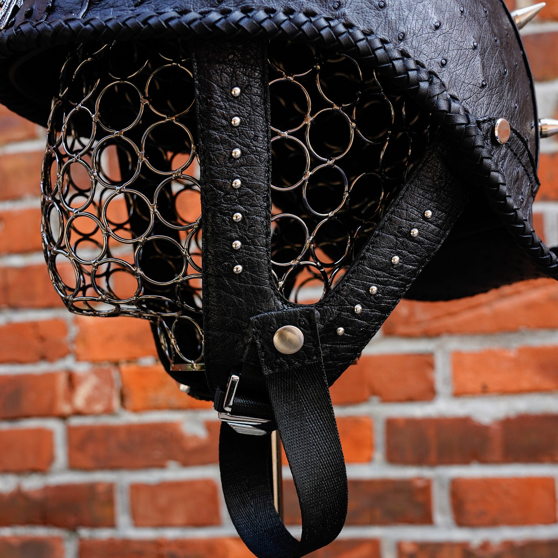 Custom-Decorative-HalfHelmet-Ostrich-Leather