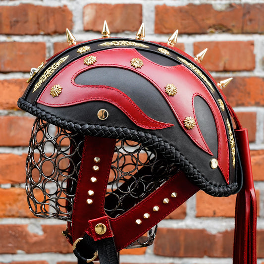 Custom-Decorative-HalfHelmet-Cowhide