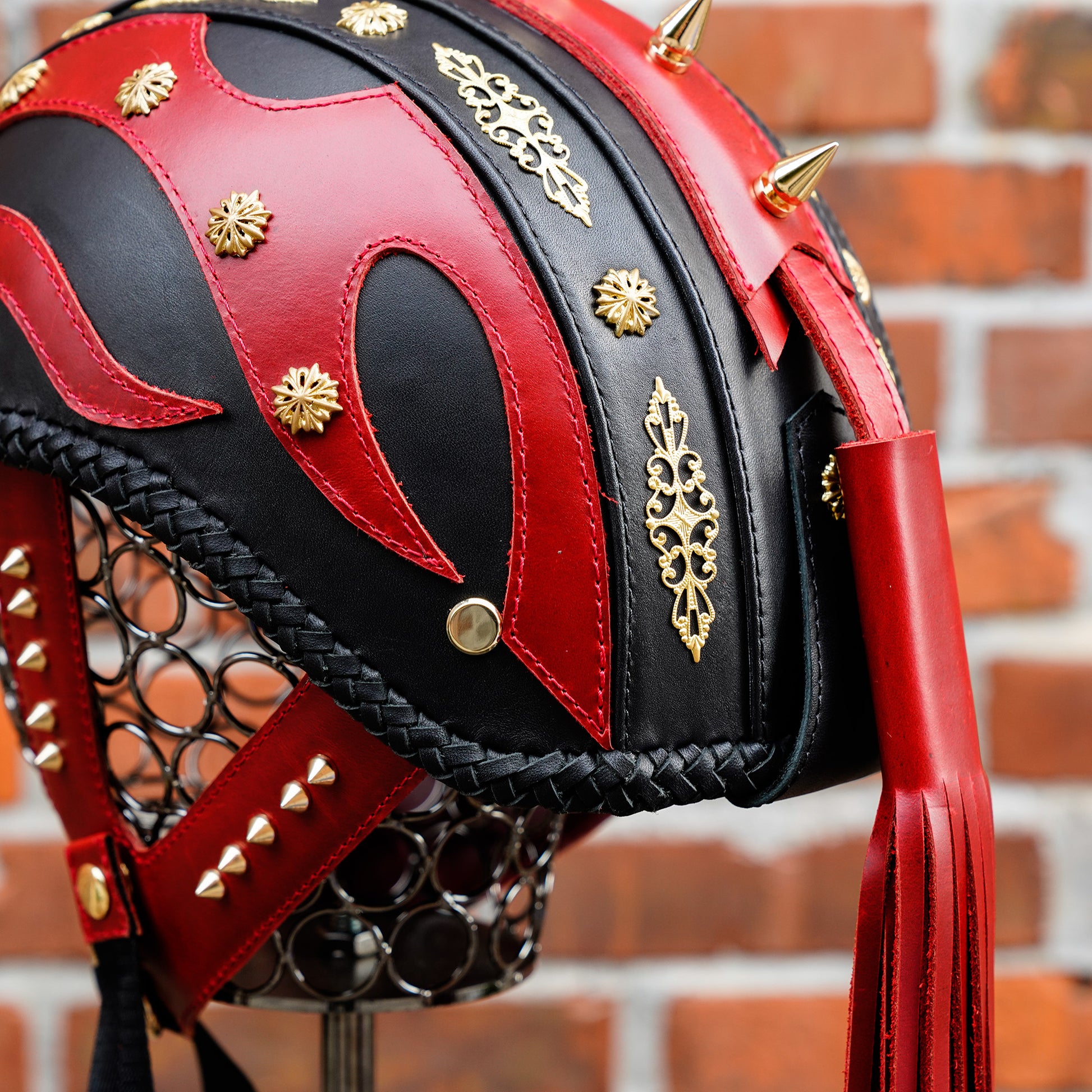 Custom-Decorative-HalfHelmet-Cowhide