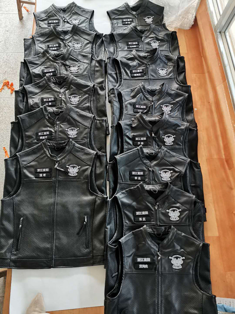 Vest Mens Leather Motorcycle Club - bikerclubshop