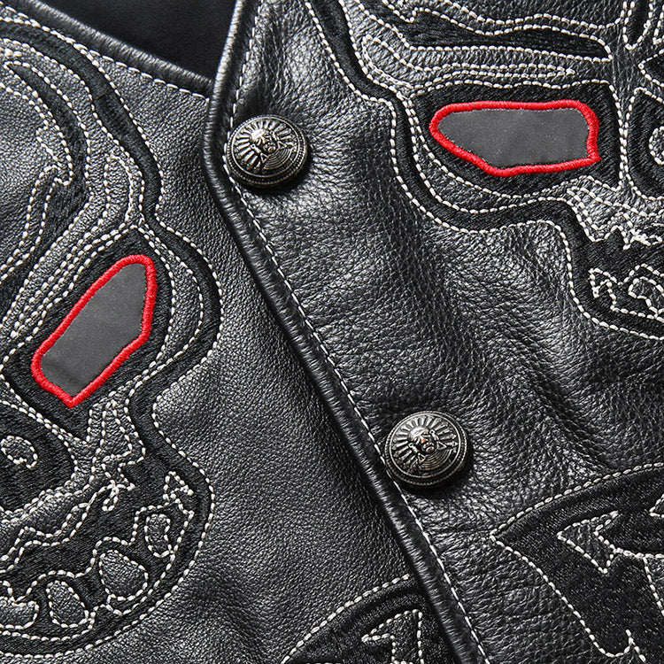 Skeleton Punk Swat Style Leather Vest - bikerclubshop