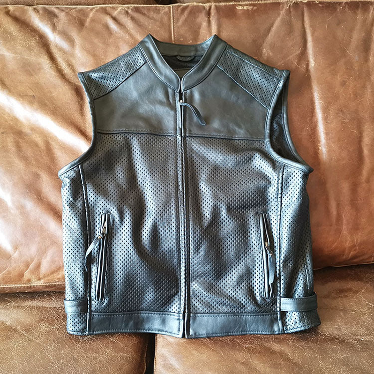 Vest Mens Leather Motorcycle Club - bikerclubshop